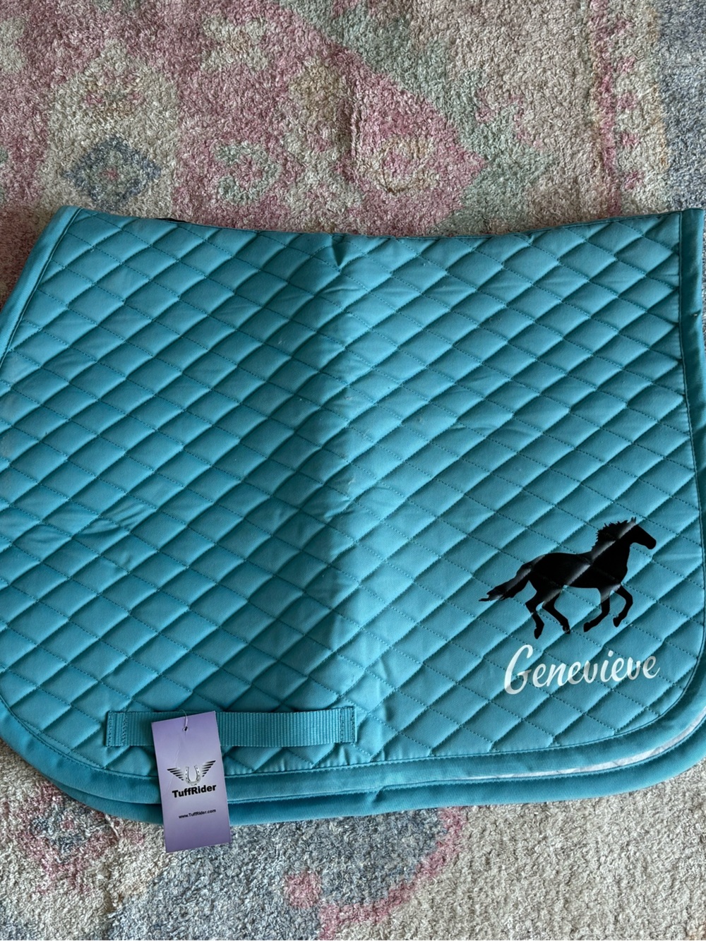 TuffRider Teal Quilted Equestrian Saddle Pad - Personalized
